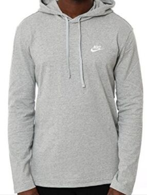 Nike Sportswear Club Pullover Jersey Size 2XL Hoodie Lightweight Grey Cotton